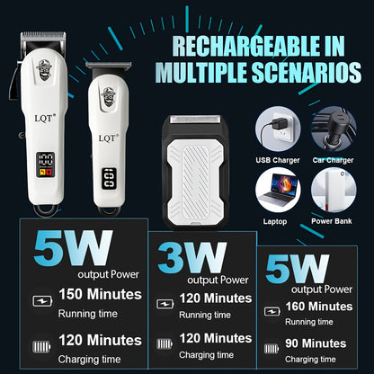 LQT 2/3 հատ էլեկտրական վարսահարդարման հավաքածու/Տղամարդկանց պրոֆեսիոնալ գեղեցկության և վարսահարդարման հավաքածու/Տոնական նվերների տուփ/Հարմար է ընտանիքների և վարսավիրանոցների համար/Թվային էկրան/LCD էկրան/USB լիցքավորիչ/Կատարյալ տոնական նվեր հայրիկի համար