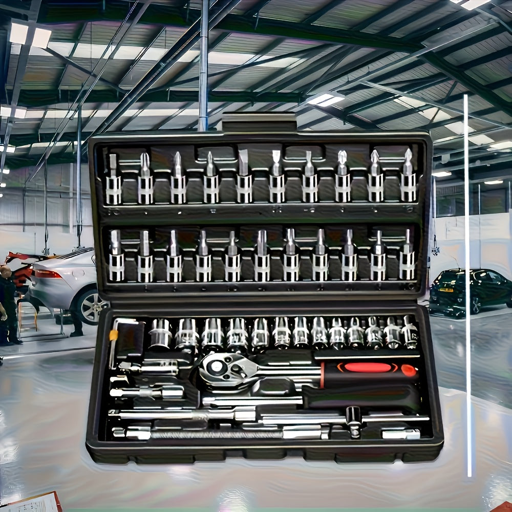 46/216 հատ կրկնակի օգտագործման ավտոմեքենաների վերանորոգման գործիքների հավաքածու | Համընդհանուր օգտագործման համար տան և դրսի համար, պողպատե կոնստրուկցիա, 1/2*1/4*3/8" անցքի խորություն, ստանդարտ միակցիչներ, պրոֆեսիոնալ մրցարշավային կարգի արագ փոխվող