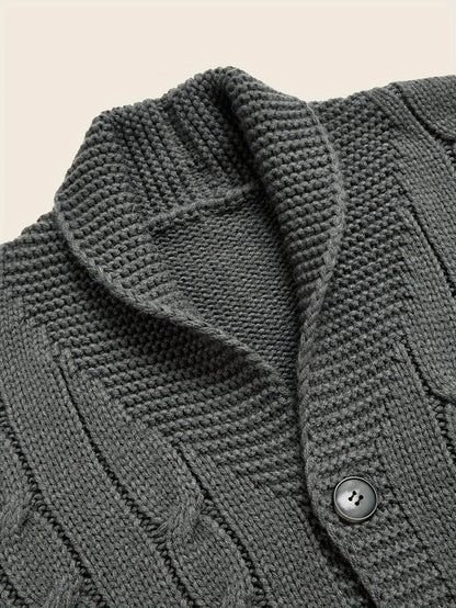 Men's Casual Knit Cardigan | Olive Green Acrylic Sweater | V-Neck with Button Closure | Textured Cable Knit Design | Machine Washable | Ideal for Autumn/Winter, Knit Sweater