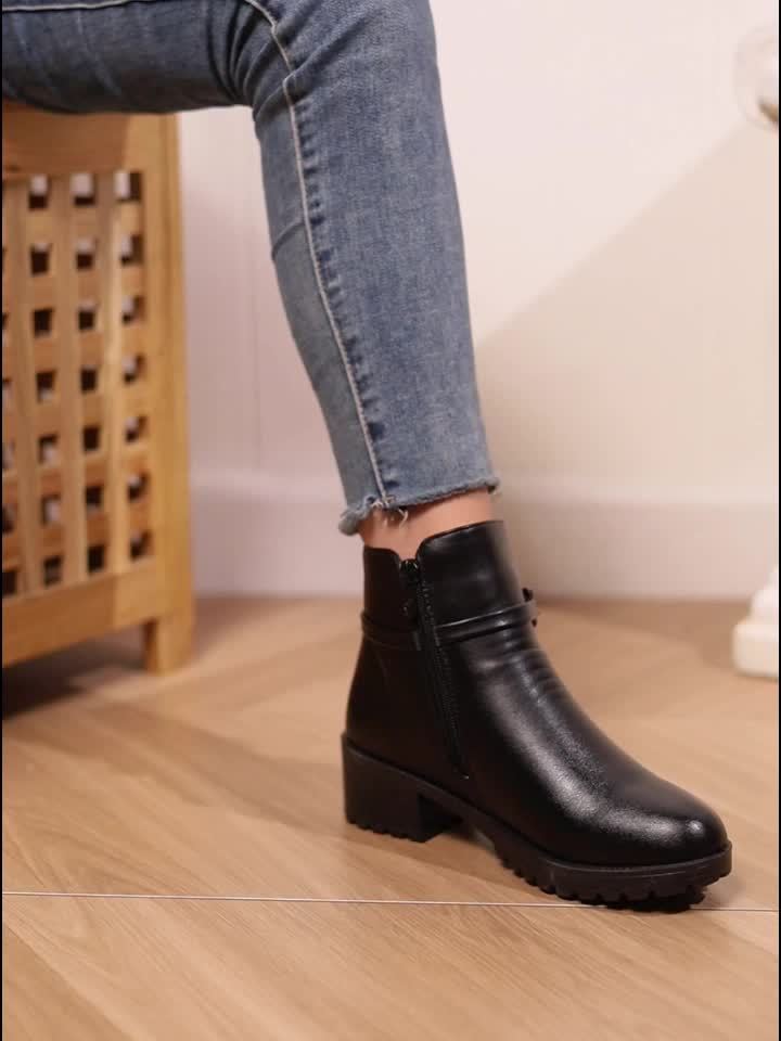 Կանացի ասպետական ձմեռային արտաքին կոշիկ, Սուրբ Ծննդյան նվեր, հաստացված, բրդյա երեսպատմամբ, հարմարավետ, ցրտից պաշտպանող, չսահող, դիմացկուն, կարճաճիթ կոշիկ