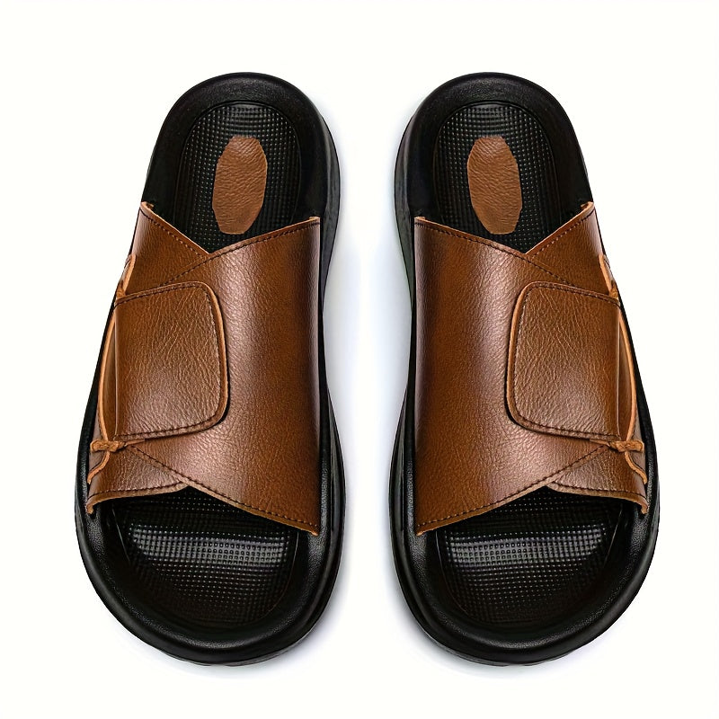 Men's Vintage All-Season Slip-On Slippers with EVA Sole