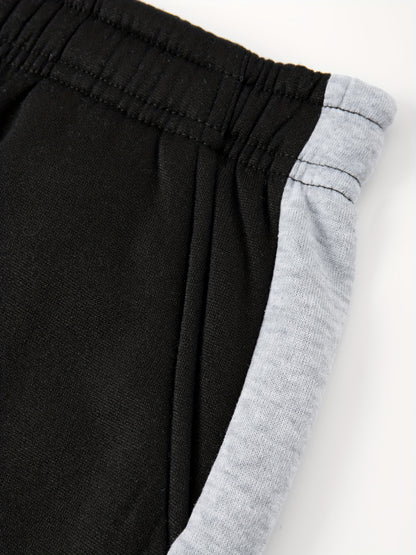 2pcs Boys' Casual Sportswear Set, Fashion Basketball Print Fleece-Lined Zip-Up Hoodie + Pants for Autumn and Winter, Suitable for Daily Wear and Outdoor Activities, Perfect for Outdoor