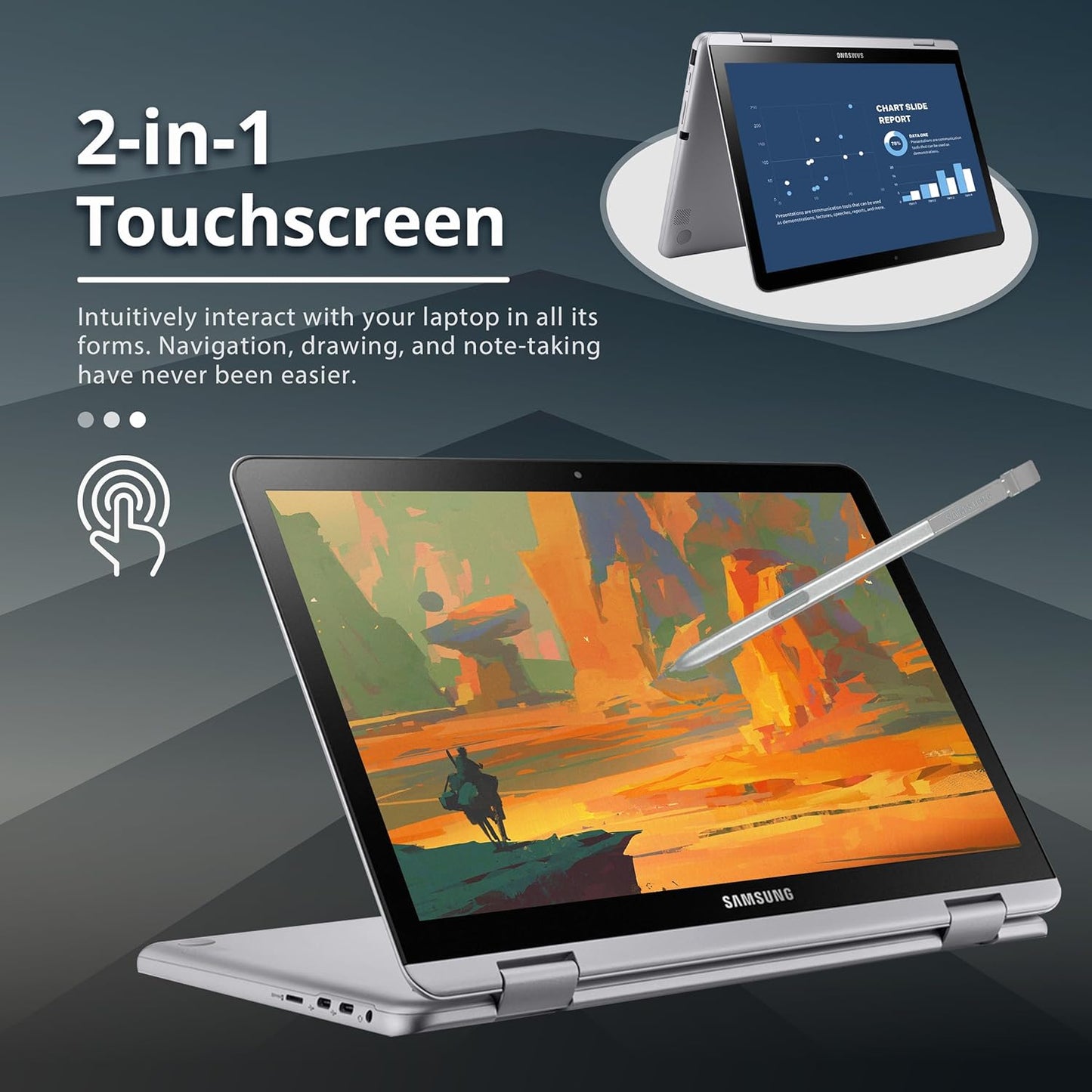 Samsung Chromebook plus V2 2-In-1 12.2" WUXGA LED Touchscreen Laptop, Intel Celeron 3965Y, 4GB RAM, 64GB Emmc, 2 Cameras, Stylus Pen, Island-Type KB, Wi-Fi 5, Chrome OS, Silver, 32GB USB Card