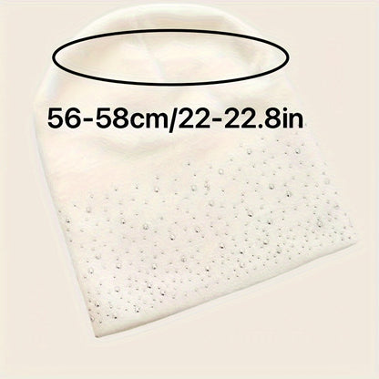 Y2K-Inspired Sparkling Rhinestone Beanie for Women - Breathable, Lightweight Knit Skull Cap with Elastic Fit, Perfect for All Seasons & Outdoor Adventures