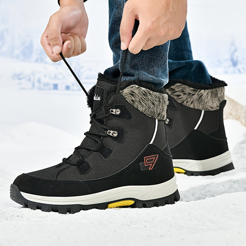 Men's & Women's Winter Snow Boots with Plush Lining & Slip-Resistant Rubber Sole - High-Ankle Lace-Up PU Shell, Insulated Cold-Weather Traction for Hiking, Hunting, Outdoor Activities - Unisex Heavy-Duty Round-Toe Boots for M