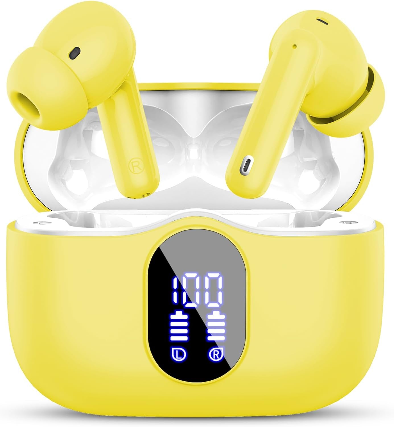 Wireless Earbuds, Bluetooth 5.4 Headphones Bass Stereo, Ear Buds with Noise Cancelling Mic LED Display, IP7 Waterproof in Ear Earphones, 36H Playtime for Laptop Pad Phones Sports Workout, Black