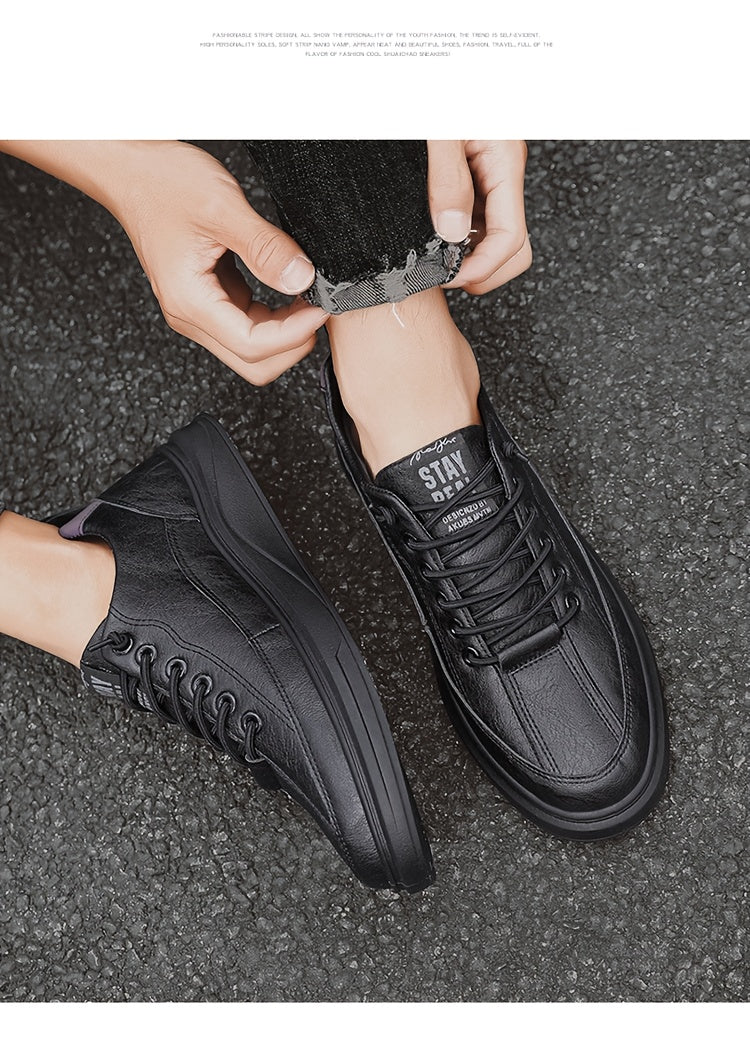 Men'S Casual Sports Shoes | Black Non-Slip Sneakers with Elastic Band Closure, Low Top Design for Spring/Fall Season - ayq