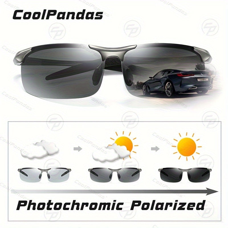 Men's Rimless Photochromic Polarized Magnesium Sunglasses