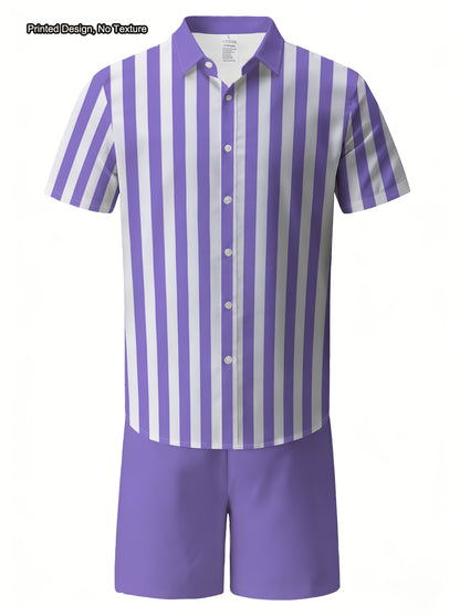 Men's Casual Summer Shirt & Shorts Set with Unique Print
