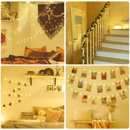 , USB LED string light, 100/50/30/10 LEDs, USB-Powered Christmas Tree & Fairy Lights, warm white, Ideal for Christmas, Halloween, Thanksgiving, wall decorations, autumn decorations, bedroom, living room, wedding, party, birth