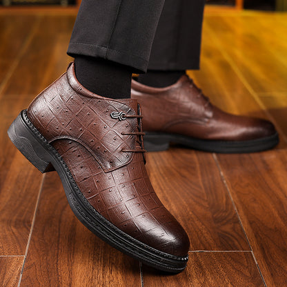 Տղամարդու ձմեռային տաք բրդյա ծածկույթով բարձրակրունկ կոշիկներ՝ չսահող, դիմացկուն, ոճային սև օքսֆորդներ՝ գործնական և առօրյա հագուստի համար, իդեալական են հարսանիքների և բացօթյա միջոցառումների համար, ձմեռային կոշիկներ | Նրբագեղ ոճ | Կայուն ռետինե ներբան