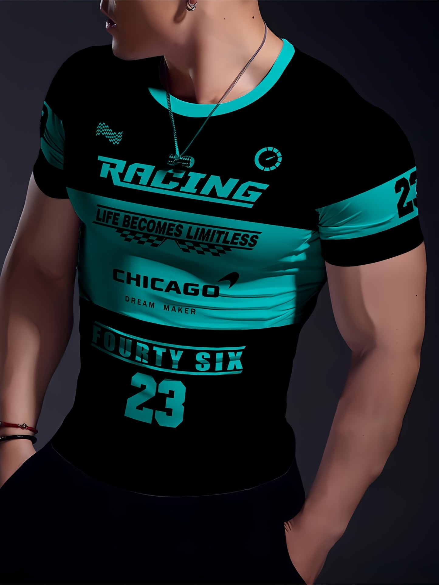 Men'S Racing Graphic T-Shirt - Bold Neon Green  Black Racing Car Design, Lightweight Breathable Fabric for Motorsport Events, Casual Streetwear - Chicago Dream Maker Inspired Casual Attire, Racing Jersey, Event Apparel, Spor