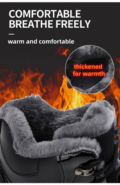 Men'S High-Top Snow Boots for Winter, Featuring Thickened Fleece for Warmth, Designed for Outdoor Activities with Slip-Resistant And Wear-Resistant Properties.