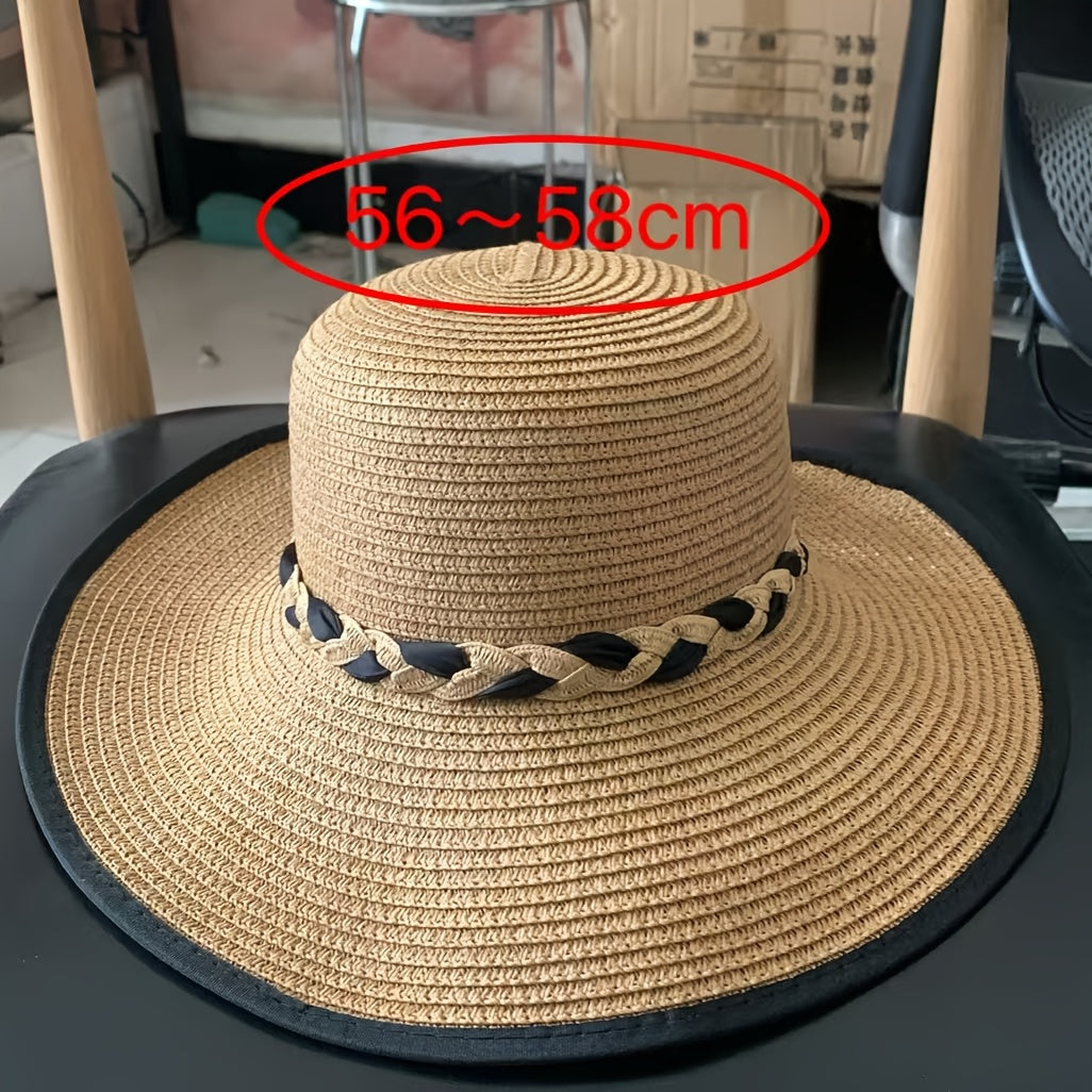Women’s Lightweight Papyrus Sun Hat with Black Bow - Summer Beach