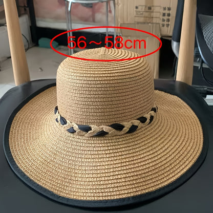 Women’s Lightweight Papyrus Sun Hat with Black Bow - Summer Beach