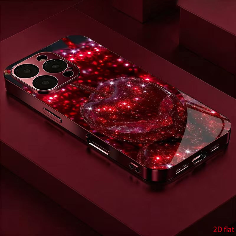 Luxury Red Cherry Acrylic Phone Case for iPhone 15-18 Pro Max