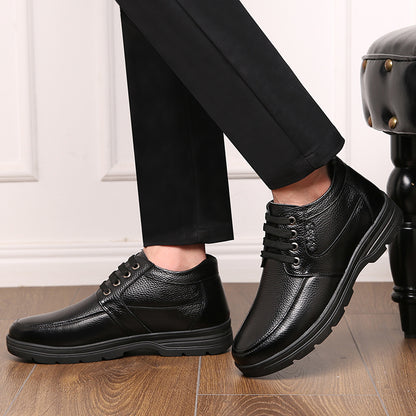Men's Classic Lace-Up Cow Leather Ankle Boots with Cushioned Sole
