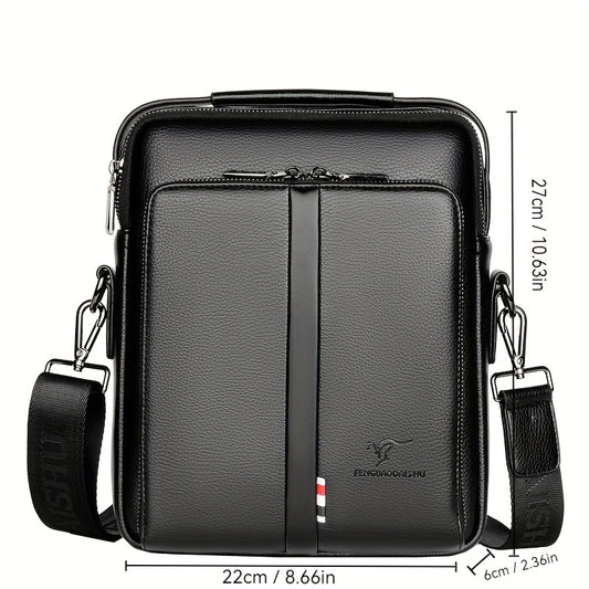 Men'S Genuine Backpack - Adjustable Strap, Multiple Compartments, Large Capacity for Daily Commute  Business, Black, Commuting Backpack, Sleek Design, Textured Finish