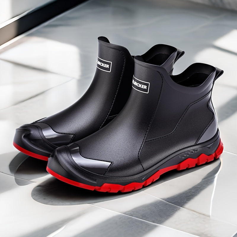 Men's Waterproof PVC Rain Boots, Anti-Slip Short Outdoor Hiking Waders