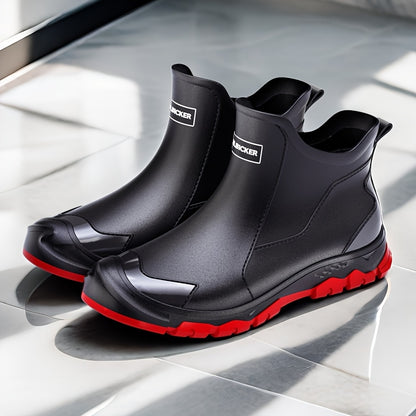 Men's Waterproof PVC Rain Boots, Anti-Slip Short Outdoor Hiking Waders