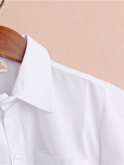 Boys' Preppy Short Sleeve Lapel Shirt, Summer Basic 2-Pack