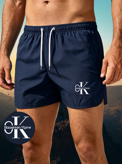 Men's Casual Quick-Dry Beach Shorts with Elastic Waistband