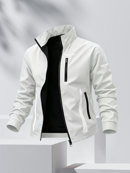 Unisex Casual Sport Bomber Jacket with Stand Collar for Spring-Fall