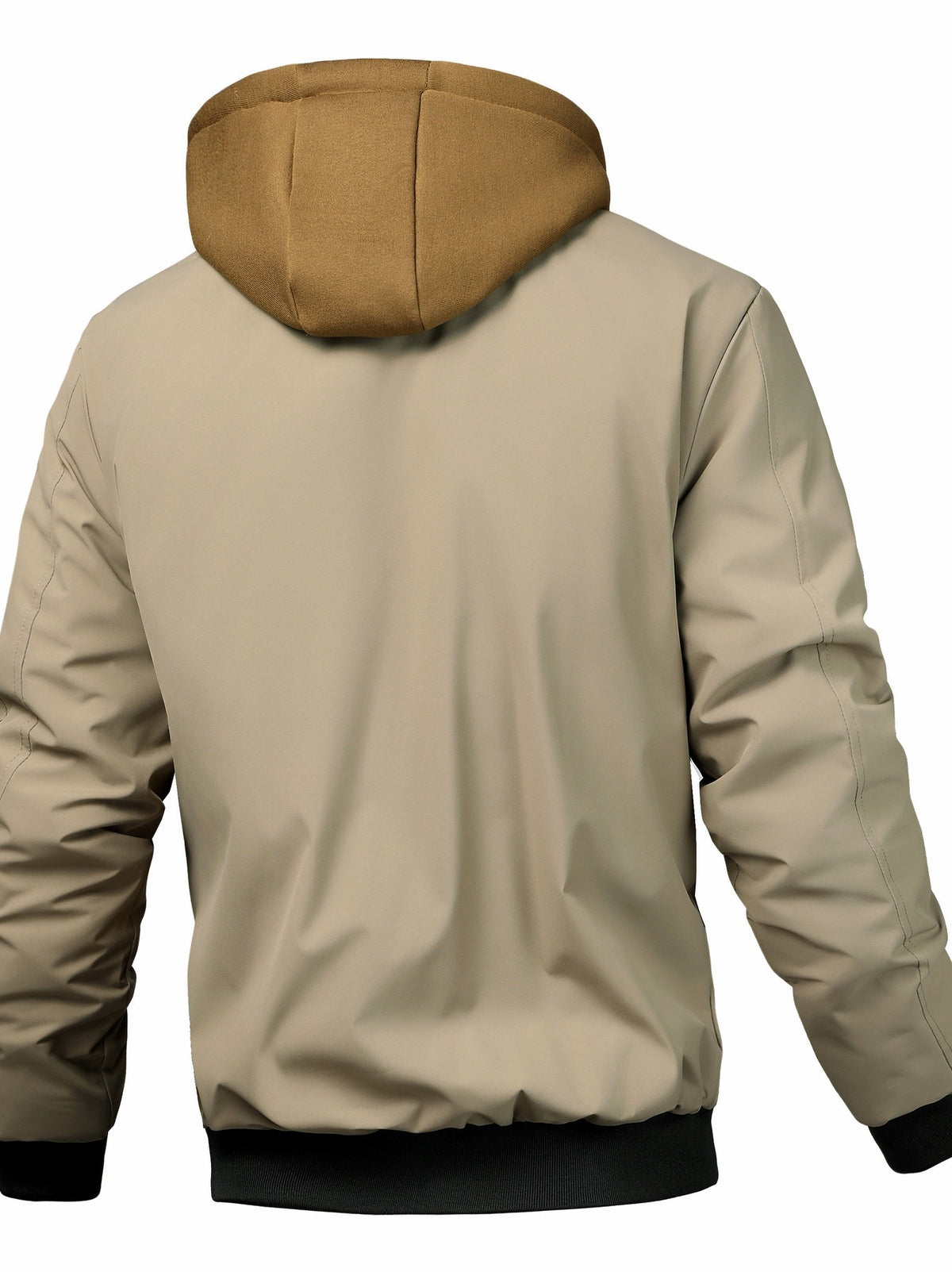 Men's Casual Solid Color Zipper Jacket with Hood for Spring-Fall