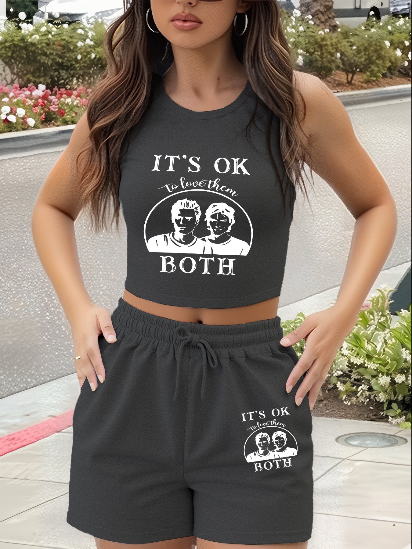 Women’s Casual Sleeveless Crop Top & High-Waisted Shorts Set