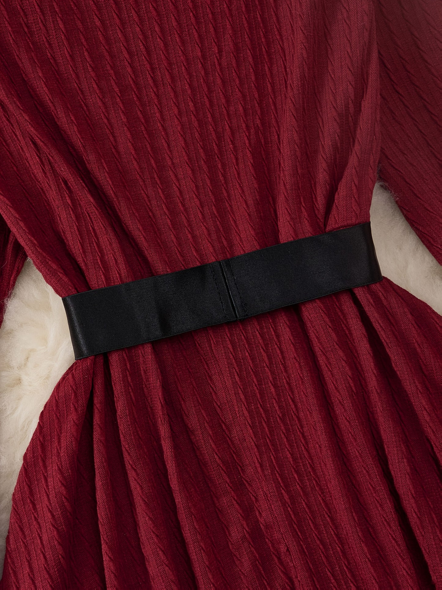 Plus Size - Plus Size, Women'S Elegant Formal Party Dress - Long Sleeve V-Neck with Adjustable Waist Belt, Flared Skirt - Elegant Evening Gown for Christmas, Galas, Weddings - Plus Size Friendly - Black Formal Attire, Formal