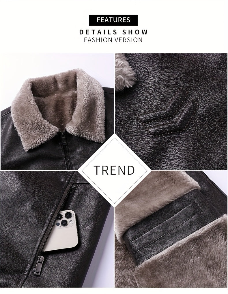 Siji Dou OBM տղամարդու վերարկու, նոր աշնանային/ձմեռային բրդյա ծածկույթով բաճկոն՝ արհեստական ​​մորթուց օձիքով, նորաձև առօրյա բաճկոն տղամարդկանց համար