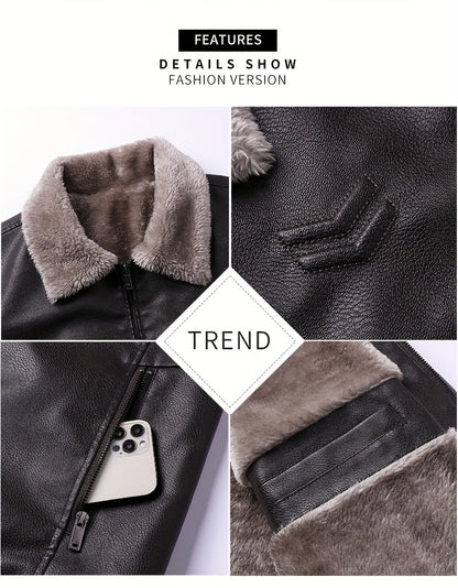 Siji Dou OBM տղամարդու վերարկու, նոր աշնանային/ձմեռային բրդյա ծածկույթով բաճկոն՝ արհեստական ​​մորթուց օձիքով, նորաձև առօրյա բաճկոն տղամարդկանց համար