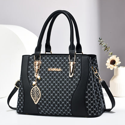 Women's Elegant Quilted Tote Bag with Removable Strap - Faux Leather