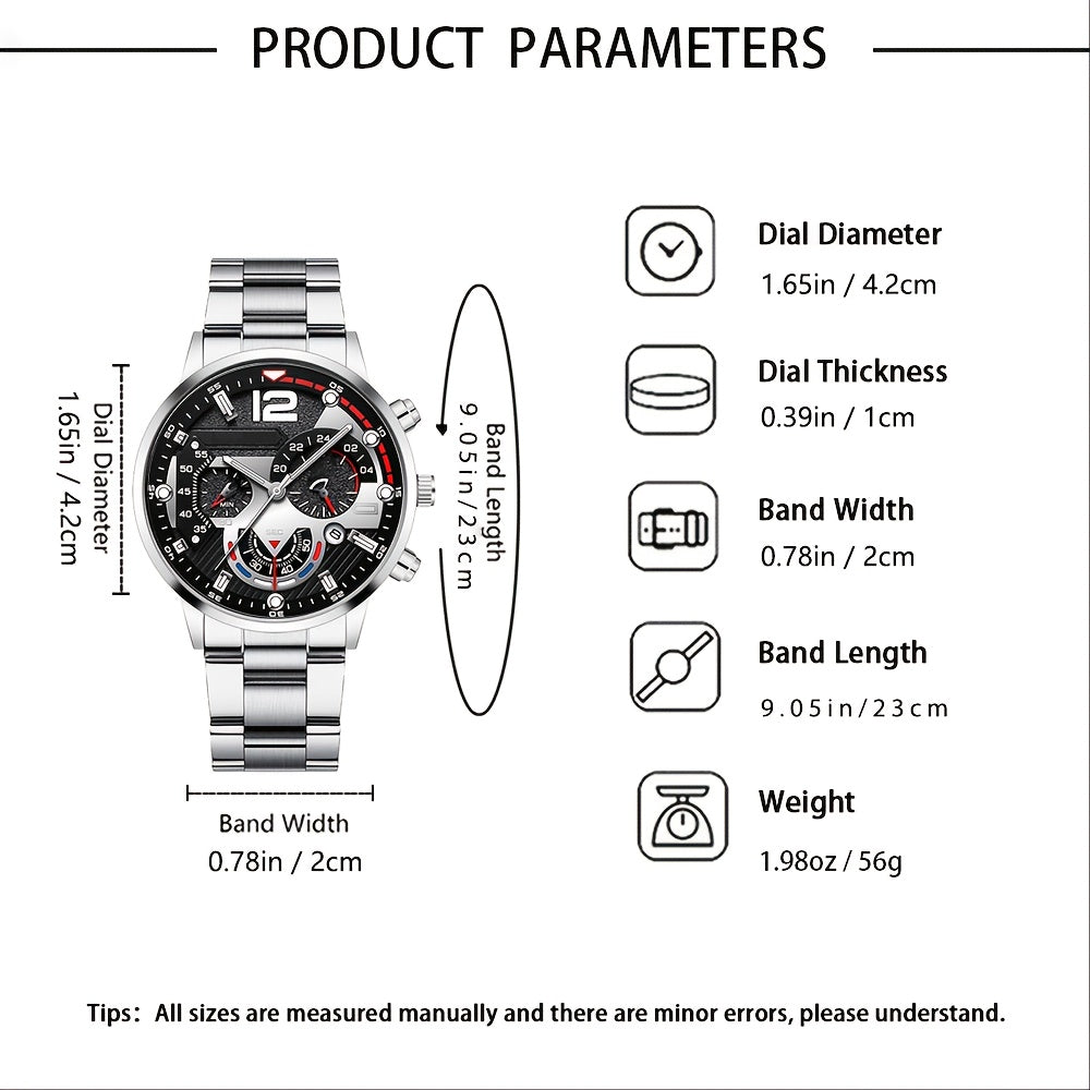 3pcs Men's Watch Wallet & Belt Set - Luxury Matching with Watch, Cash Holder & Belt - Elegant for Daily Wear, Business, Gifts - Complete Outfit Bundle (No Gift Box) - Ideal for Valentine's Day/Easter/Ramadan Gifts for