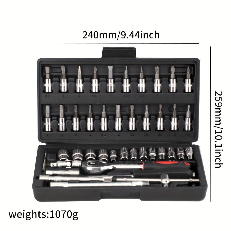 Repair Wrench Set, Ratchet Wrench Set, Socket Wrench Set, Designed for Various Environments Including Automotive Repair and Home Decoration, with Storage Box. 27-GJX