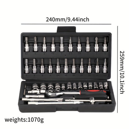 Repair Wrench Set, Ratchet Wrench Set, Socket Wrench Set, Designed for Various Environments Including Automotive Repair and Home Decoration, with Storage Box. 27-GJX