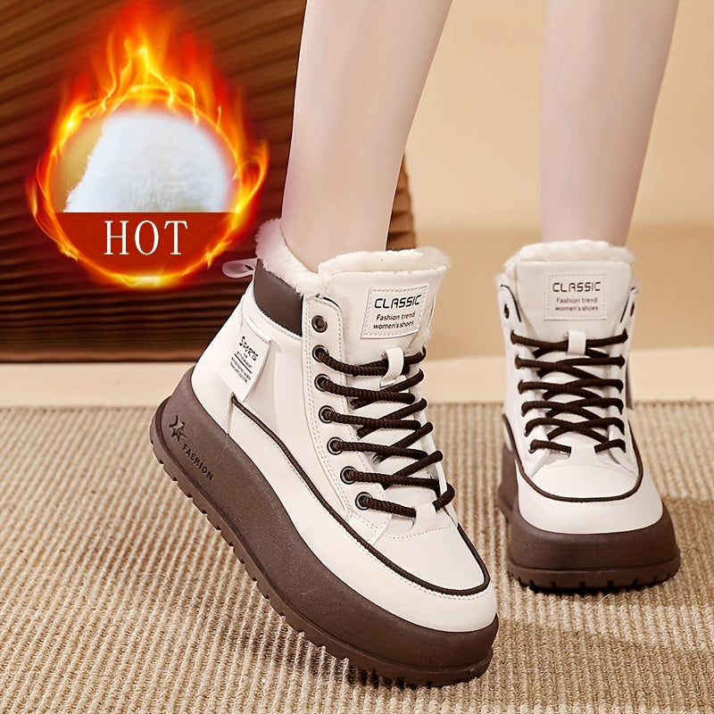 Կանացի մեկուսացված, փափուկ ծածկով ձմեռային կոշիկներ, չսահող, հաստ ներբանով կարճաճիթ կոշիկներ, բրդյա ծածկով բացօթյա ցածր կոշիկներ, ոճային բարձրակրունկ ամենօրյա կոշիկներ ձմռան համար: