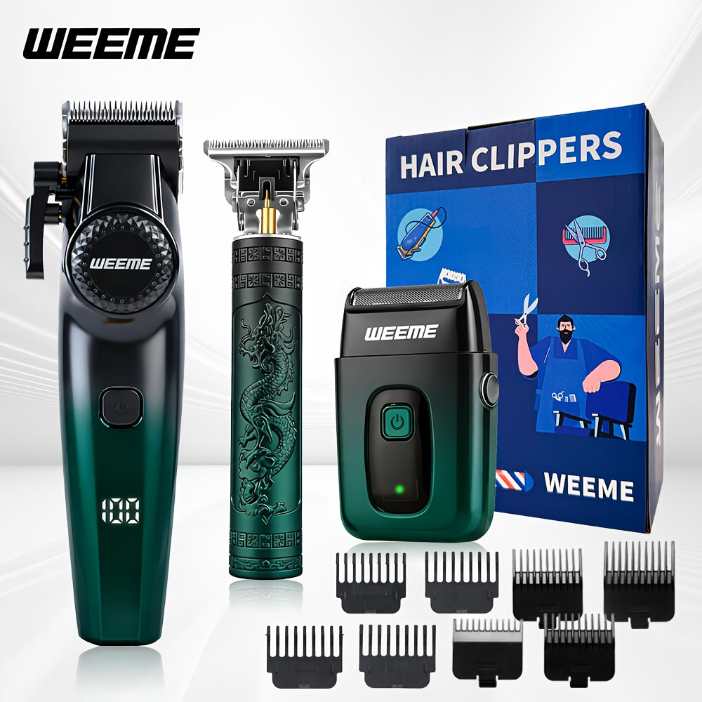 WEEME 3pcs professional Men's hair clipper set, easy to operate, comes with an electric razor, multi-functional hair trimmer for trimming hair and beard, suitable for both home use and barber shops, an excellent gift for frie