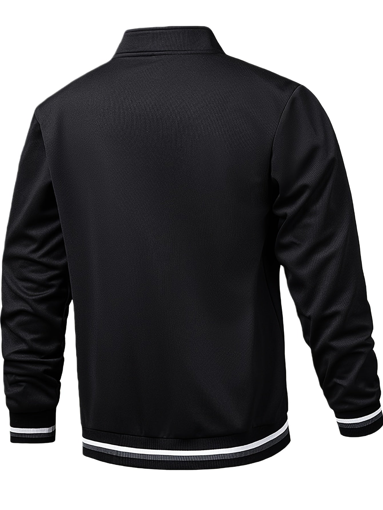 Men'S Pilot Jacket And Casual Pants Set for Spring And Autumn, Featuring a Stylish Ribbed Collar And Available in Three Solid Colors with Straight-Leg Trousers