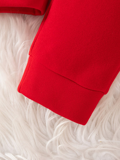 Տղաների համար նախատեսված ամանորյա, ասեղնագործված, սովորական չափսի, գլխարկով, երկար թևքերով, բրդյա բաճկոնով և տաբատով հագուստ՝ աշուն/ձմեռ, իդեալական է բացօթյա օգտագործման համար։