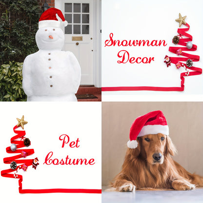 Adult Unisex Christmas Santa Hat - Thickened Comfortable Red & White with White Piping Trim & Fluffy Beard-Friendly Collar - Iconic Santa Cap for Holiday Parties, Costumes, Xmas Events (Hand Wash Only) for Christmas,Newyear,V