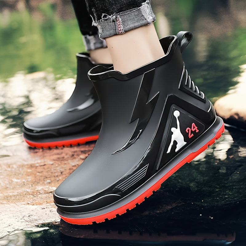 Men's All-Season Rubber Ankle Rain Boots with Anti-Slip Soles