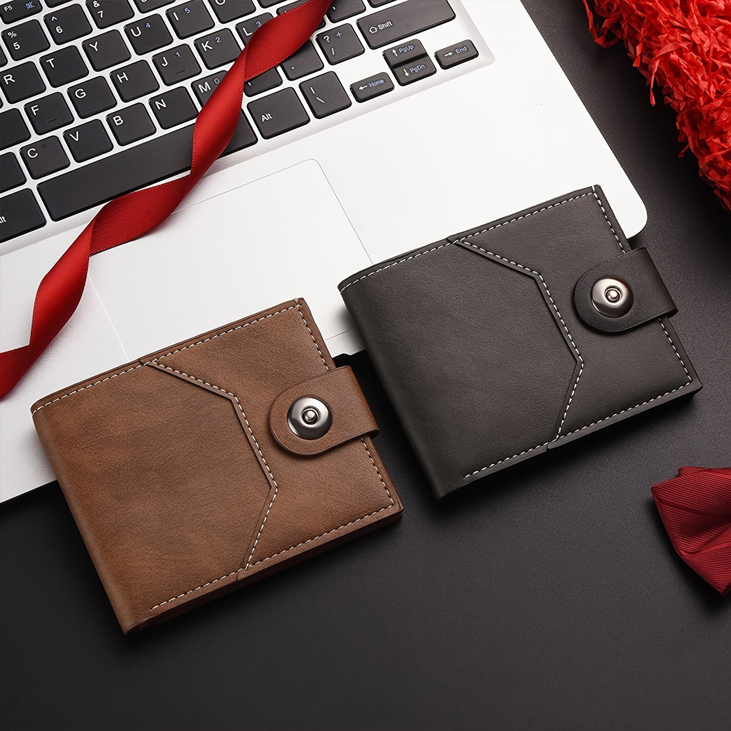 1pc Custom Unisex Wallet, Personalized Initial Name Gender-Neutral Business Wallet with Snap Closure, Multiple Card Slots, Credit Card Holder, Coin Purse, Available in Black, Dark Brown, Light Brown