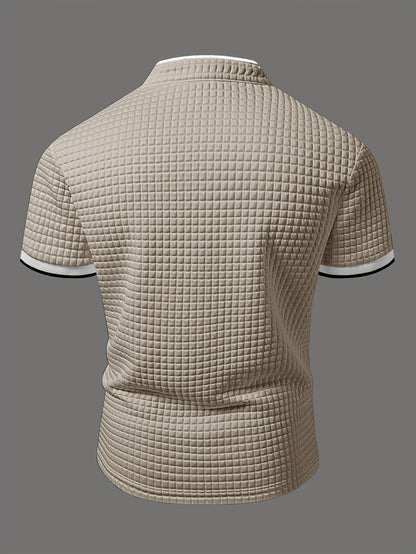 Men's Lightweight Moisture-Wicking Short Sleeve Shirt - Breathable Stretch Fabric, Henley Neck Casual Button-Up for Gym, Summer Outings & Parties (White) - ayq