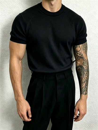 Men's Casual Summer Raglan Sleeve Knit Sweater, Lightweight Polyester