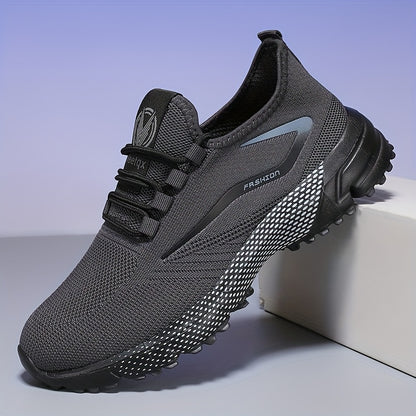 Men'S Breathable Non-Slip Sneakers - Stylish Low Top Lace-Up Casual Shoes for Spring/Summer Outdoor Activities, Jogging & Park Workouts, Breathable Fabric Upper, Comfortable Walking Shoes | Stylish Casual Shoes | Breathable F