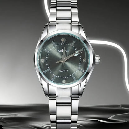 1pc Fashionable Women's Quartz Watch, Round Analog Display, Shock-Resistant Alloy Case & Band, Non, Button Battery - Elegant Timepiece