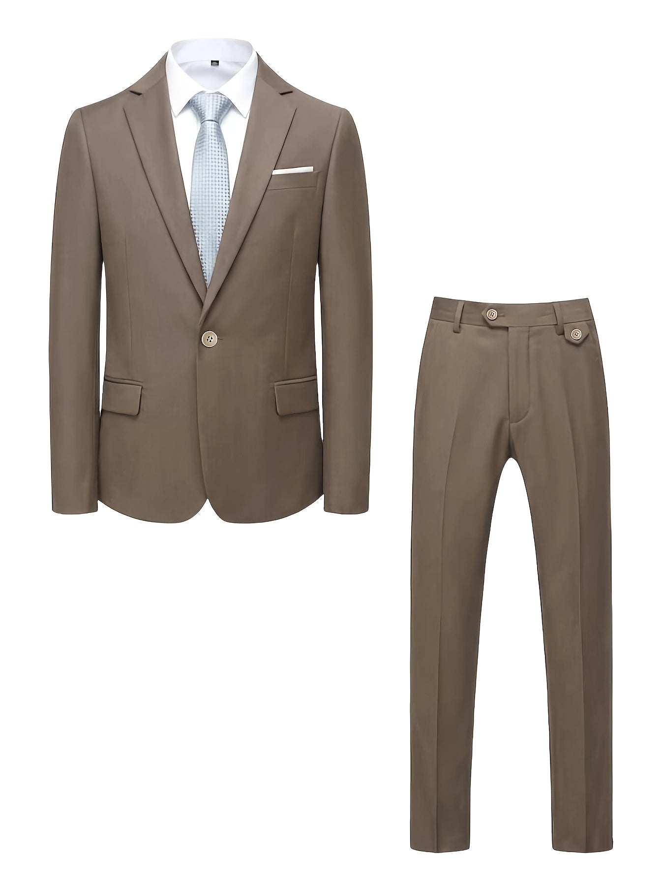 Men's Polyester Suit Set with Jacket & Trousers for Business Casual