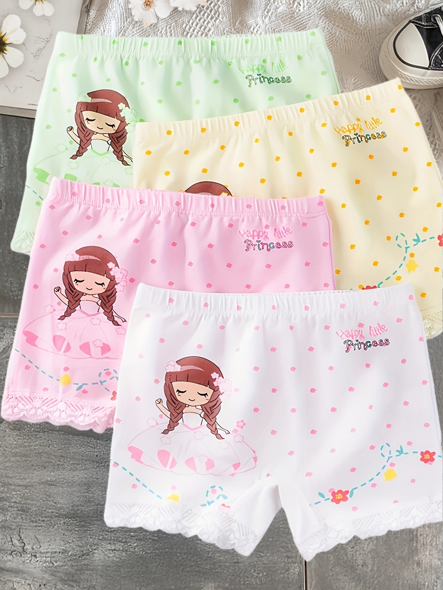 Girls' Cute Cartoon Cotton Underwear Set, All-Season Comfort