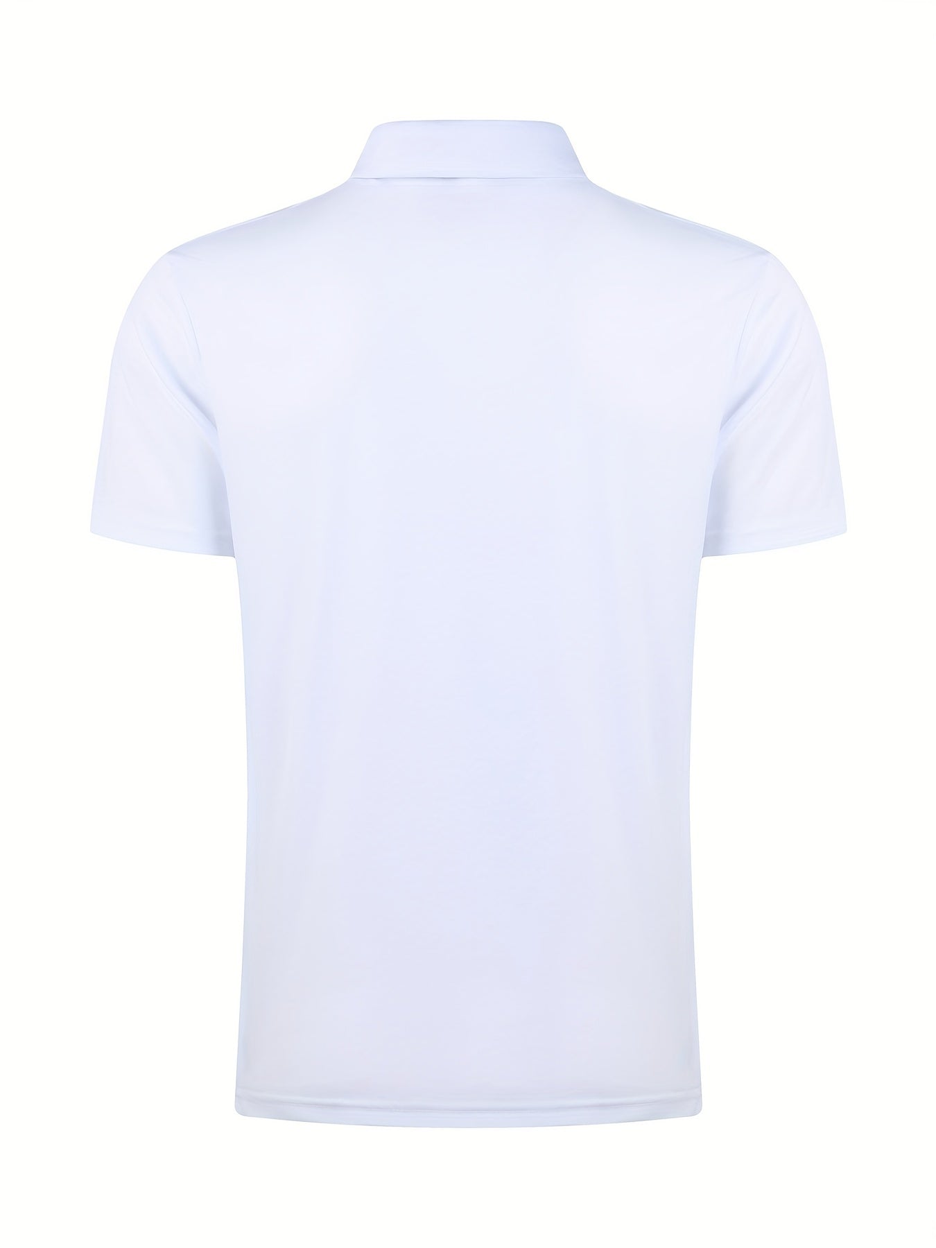 [Golf Apparel] Men's Classic White Shirt - Casual Summer Style with Short Sleeves, Zipper Collar, and Stretch Polyester Fabric - Perfect for Streetwear & Golf